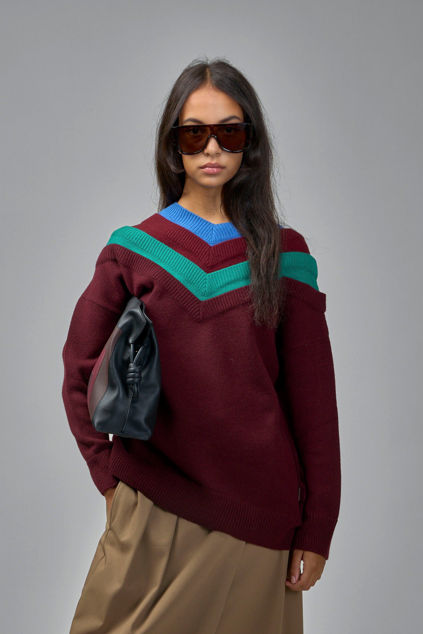 Wool Sweater With Trompe L’Oeil Design