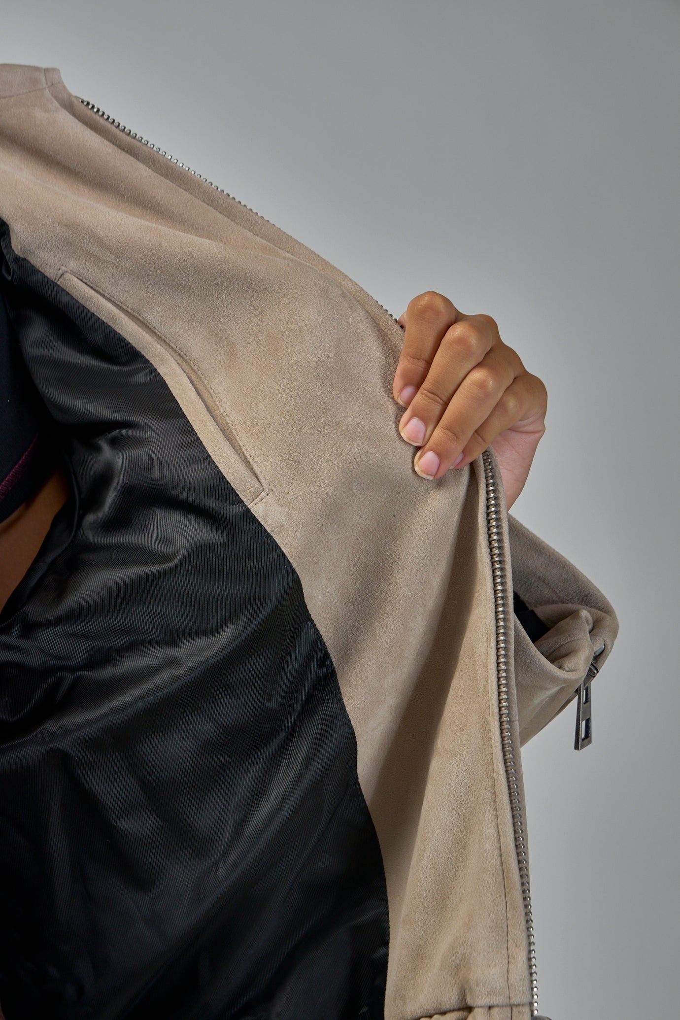 Belted Jacket in Suede Goatskin