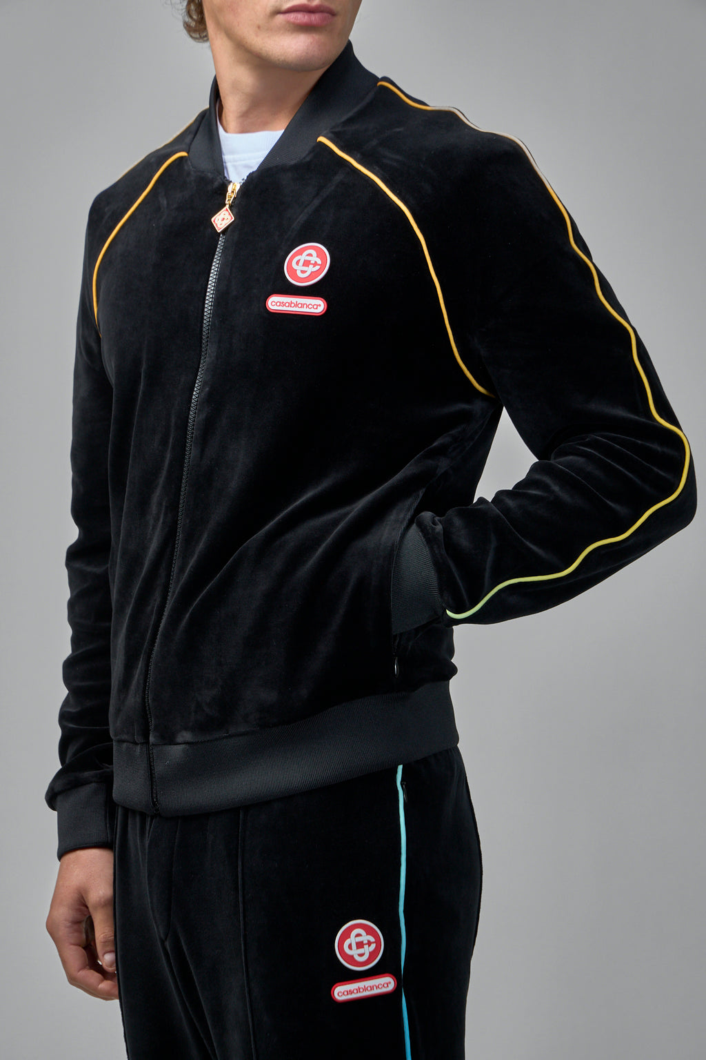 Gradient Piping Velour Track Jacket