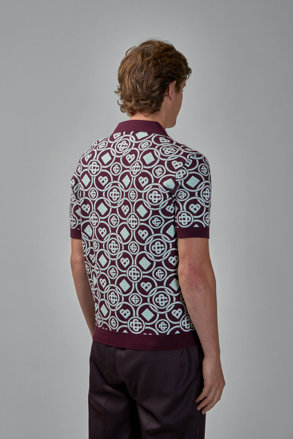 Monogram Cotton Knit Polo Shirt