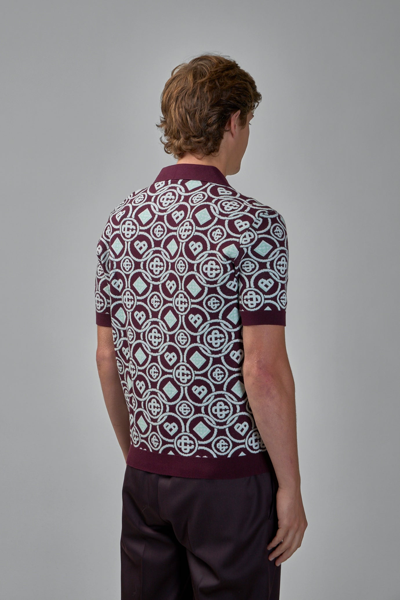 Monogram Cotton Knit Polo Shirt