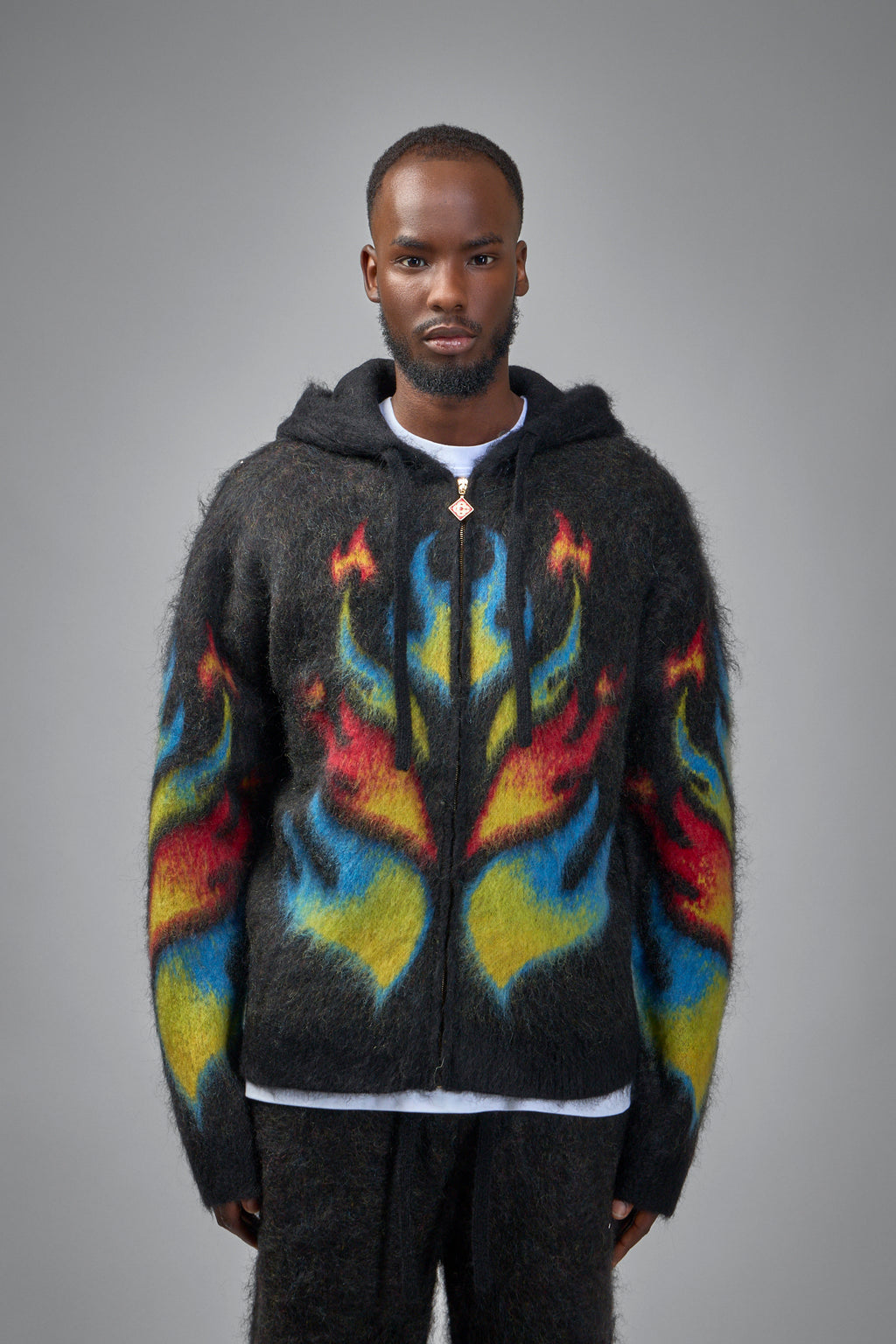 Mohair Zip Hoodie Laurel Flame