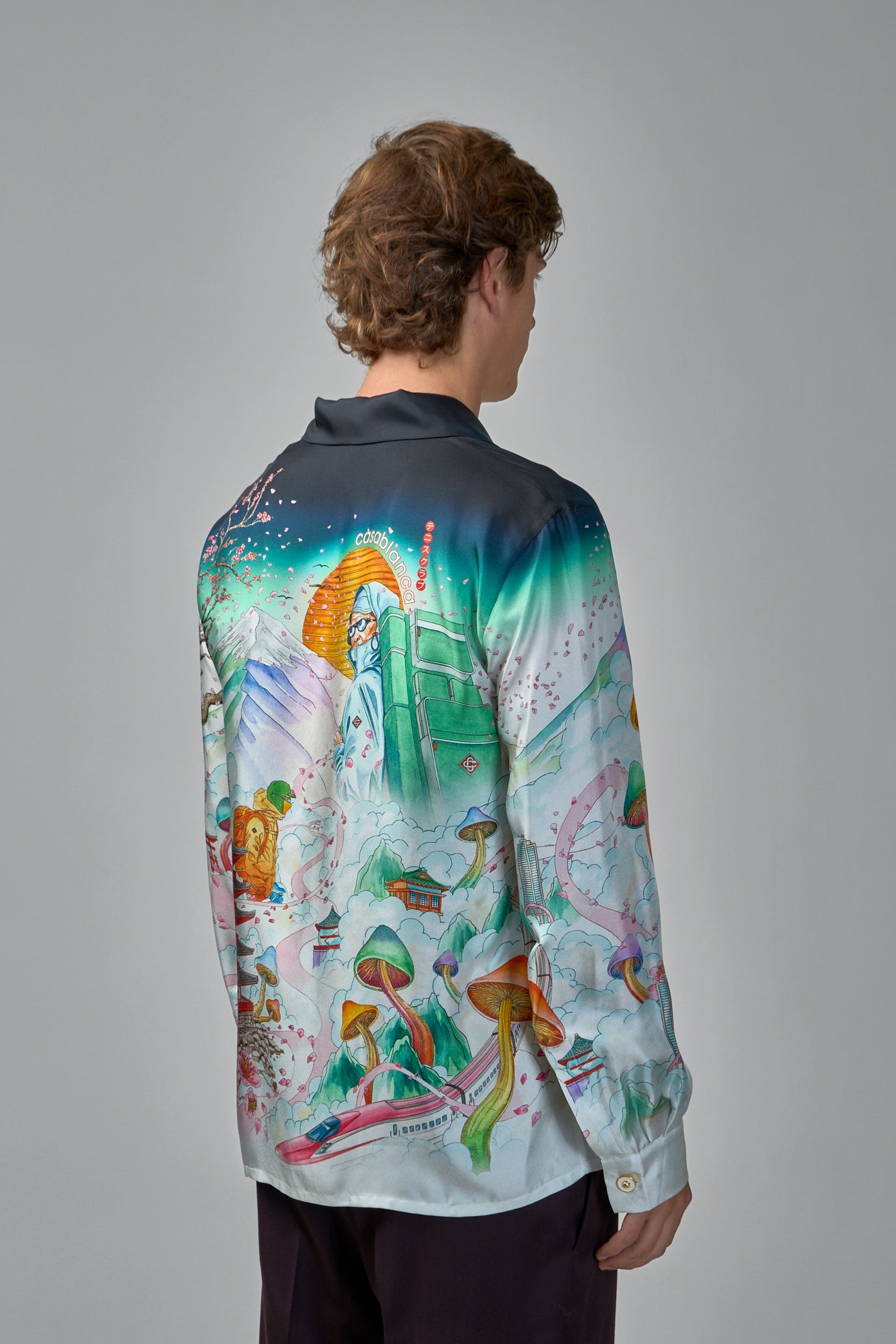 Flowers Silk Twill Cuban Collar Shirt