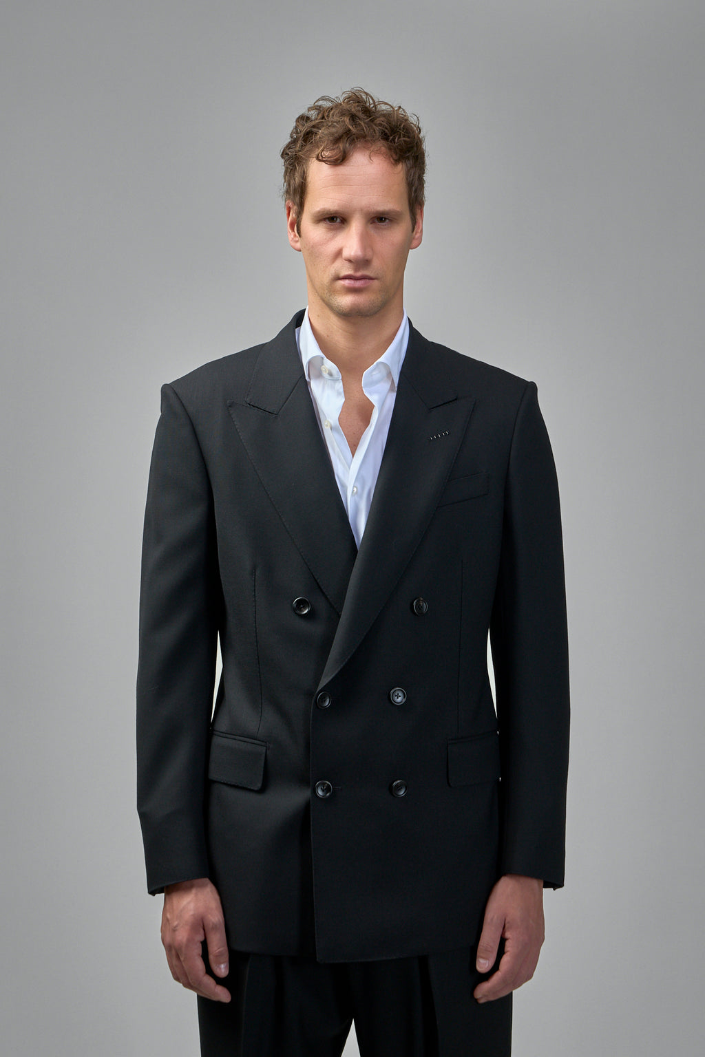 High Twist Broken Twill Double-Breasted Jacket