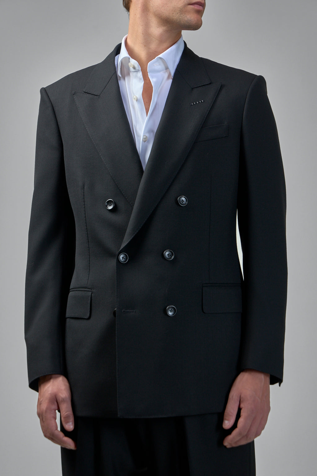 High Twist Broken Twill Double-Breasted Jacket