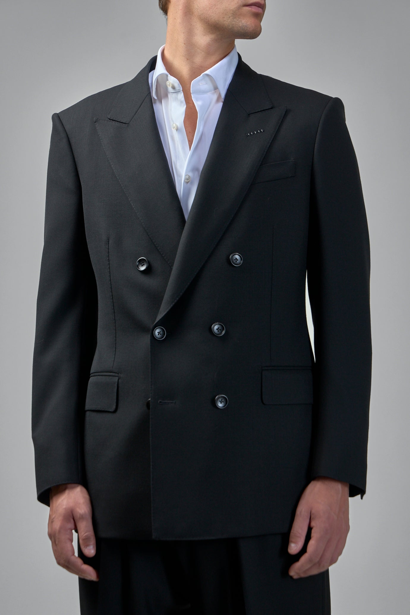High Twist Broken Twill Double-Breasted Jacket