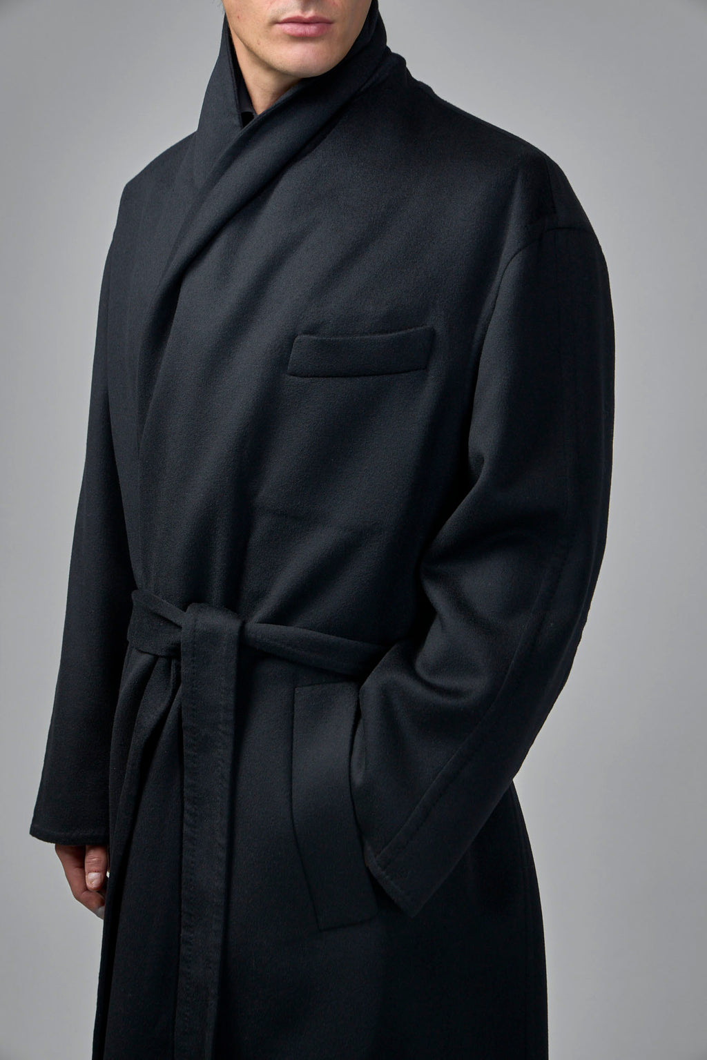Double Splittable Wool Cashmere Shawl Coat