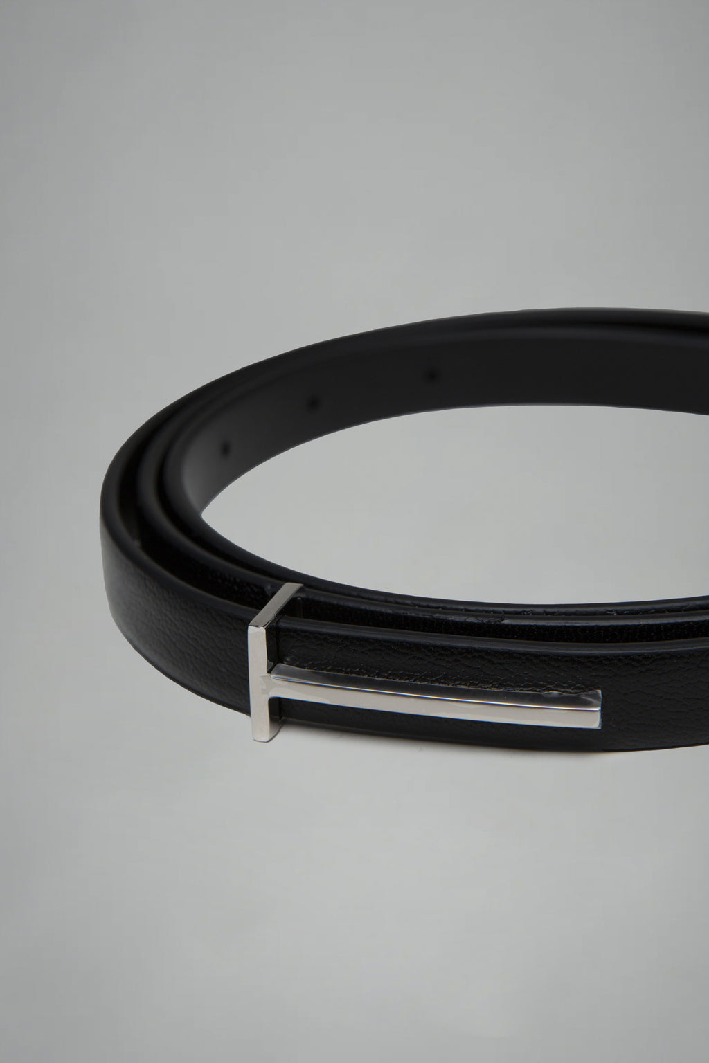 Supple Grain Leather Slim T Belt 15mm