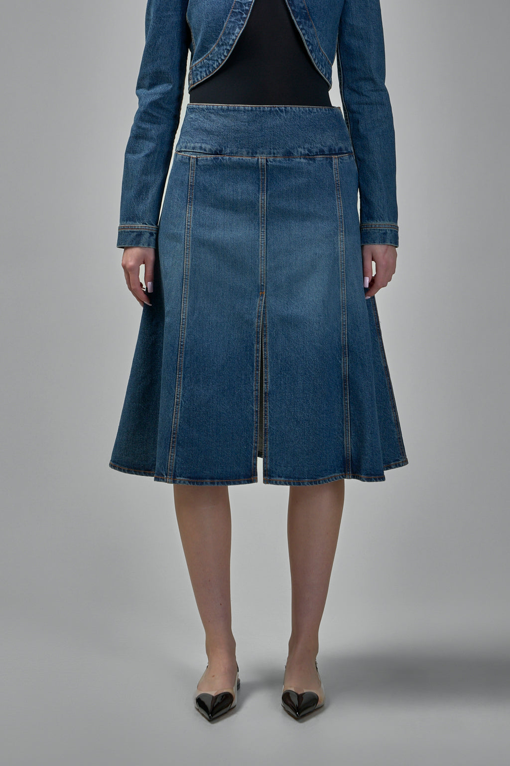 Slit Denim Skirt