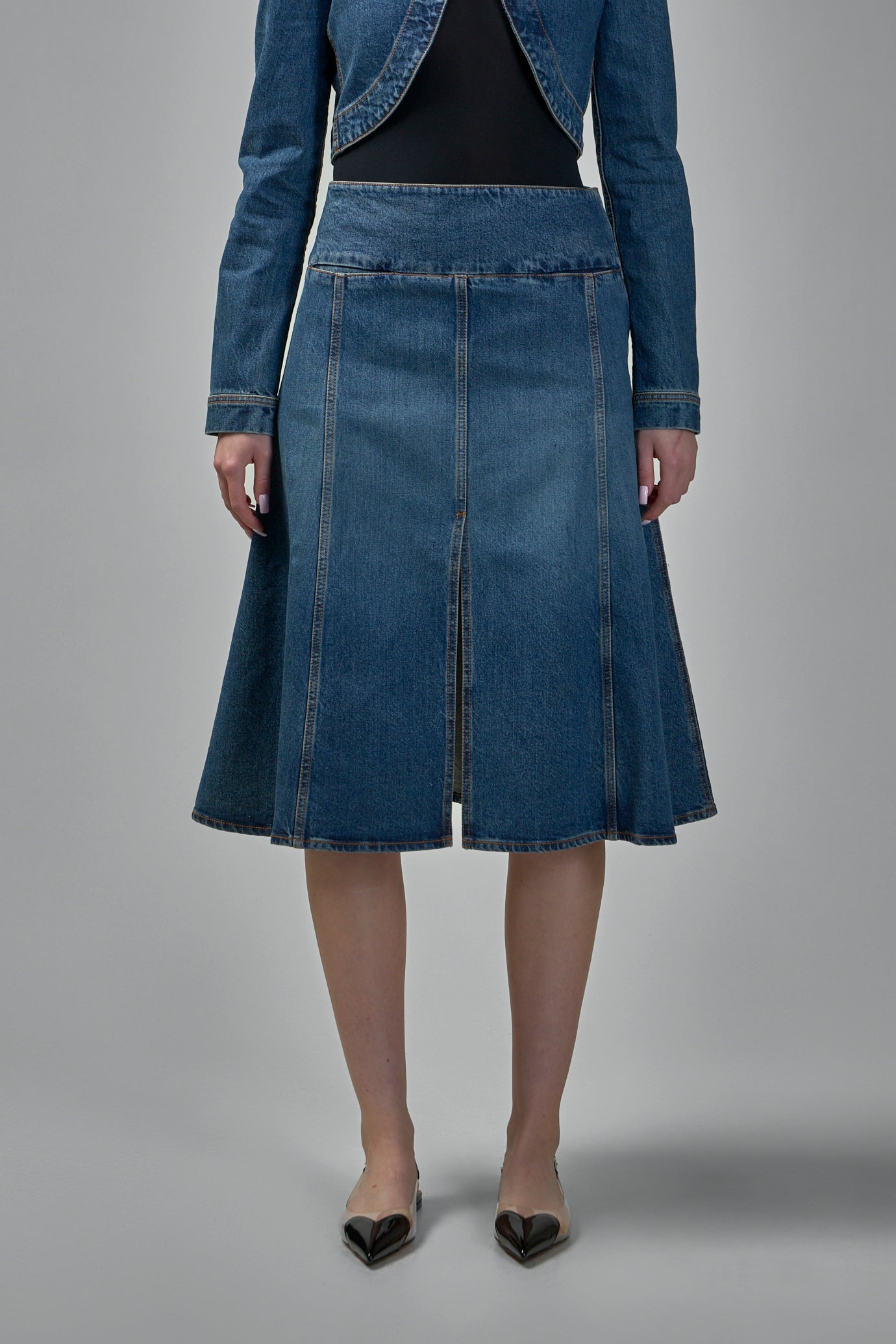 Slit Denim Skirt
