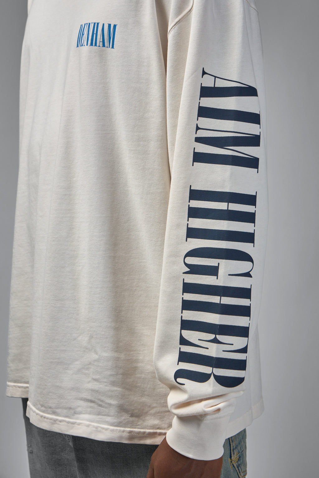 Denham Sounds Long Sleeve Tee White - Boxy Fit