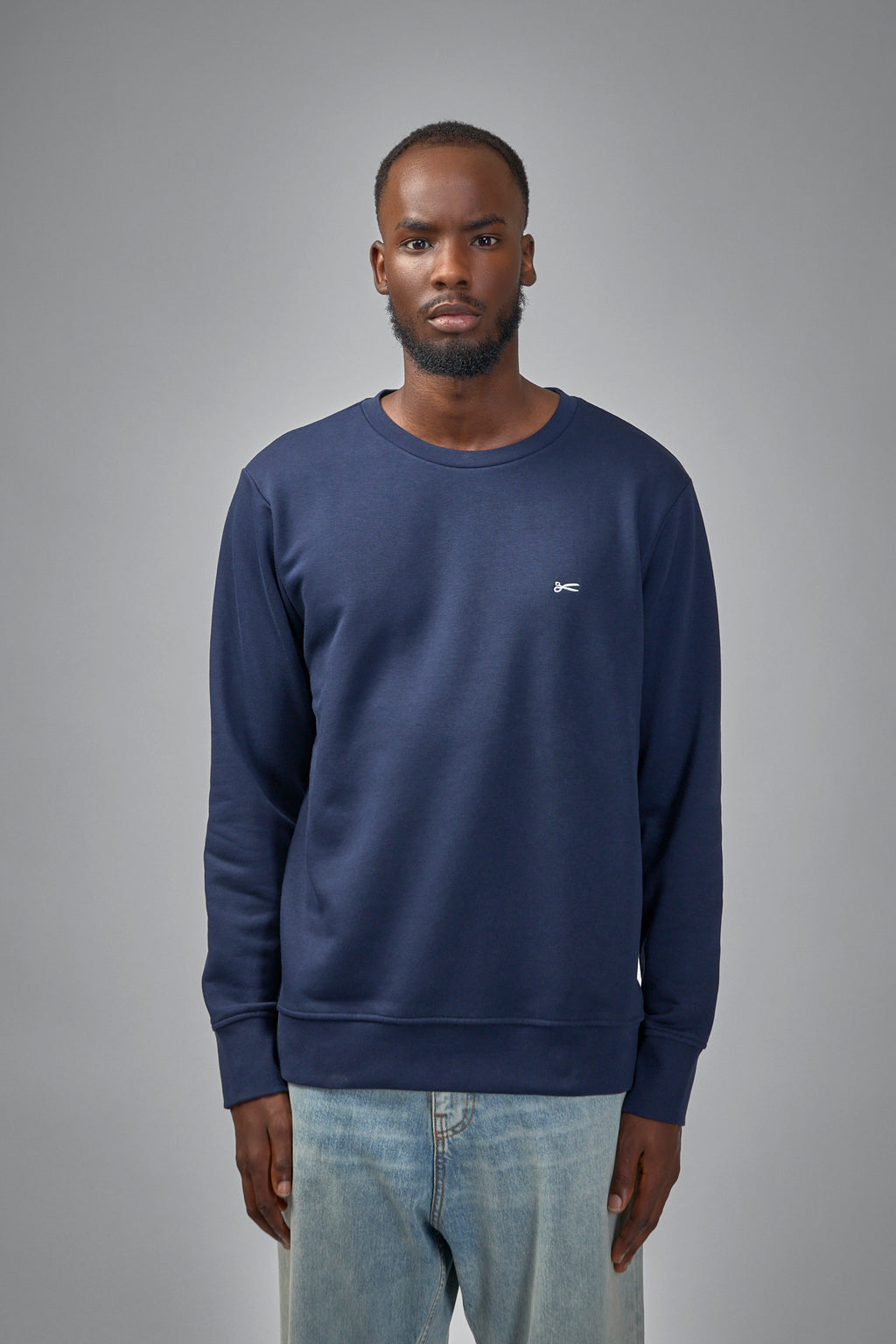 Scissor Crewneck Navy Blazer - Regular Fit