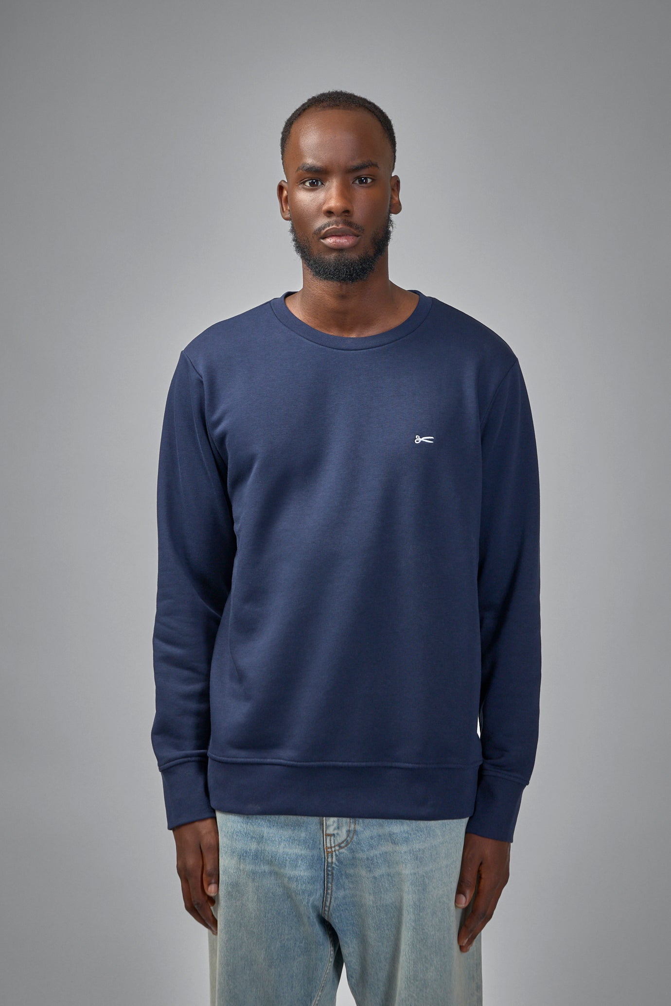 Scissor Crewneck Navy Blazer - Regular Fit