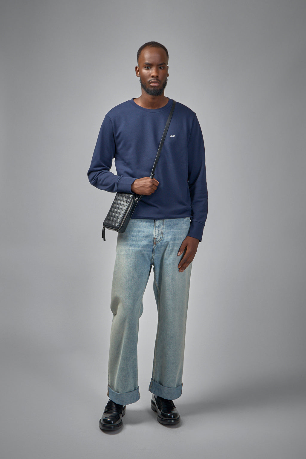 Scissor Crewneck Navy Blazer - Regular Fit