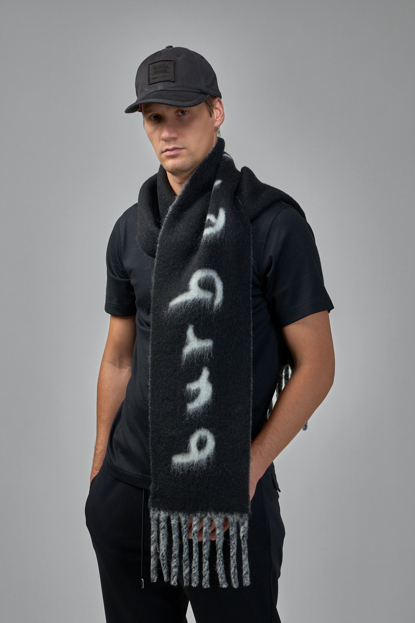 Reversible Logo Alpaca Wool Blend Scarf