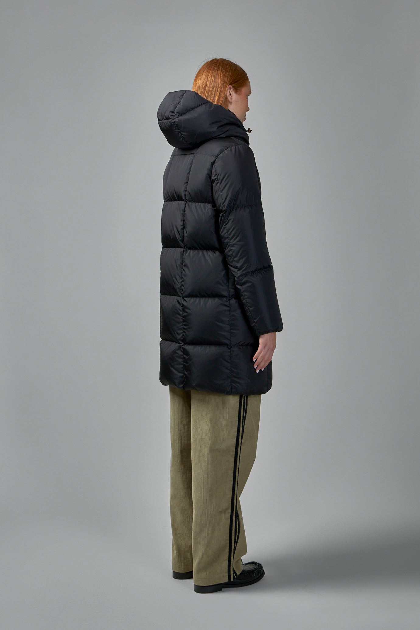 Litte Square Quilted Hooded Long Down Jacket