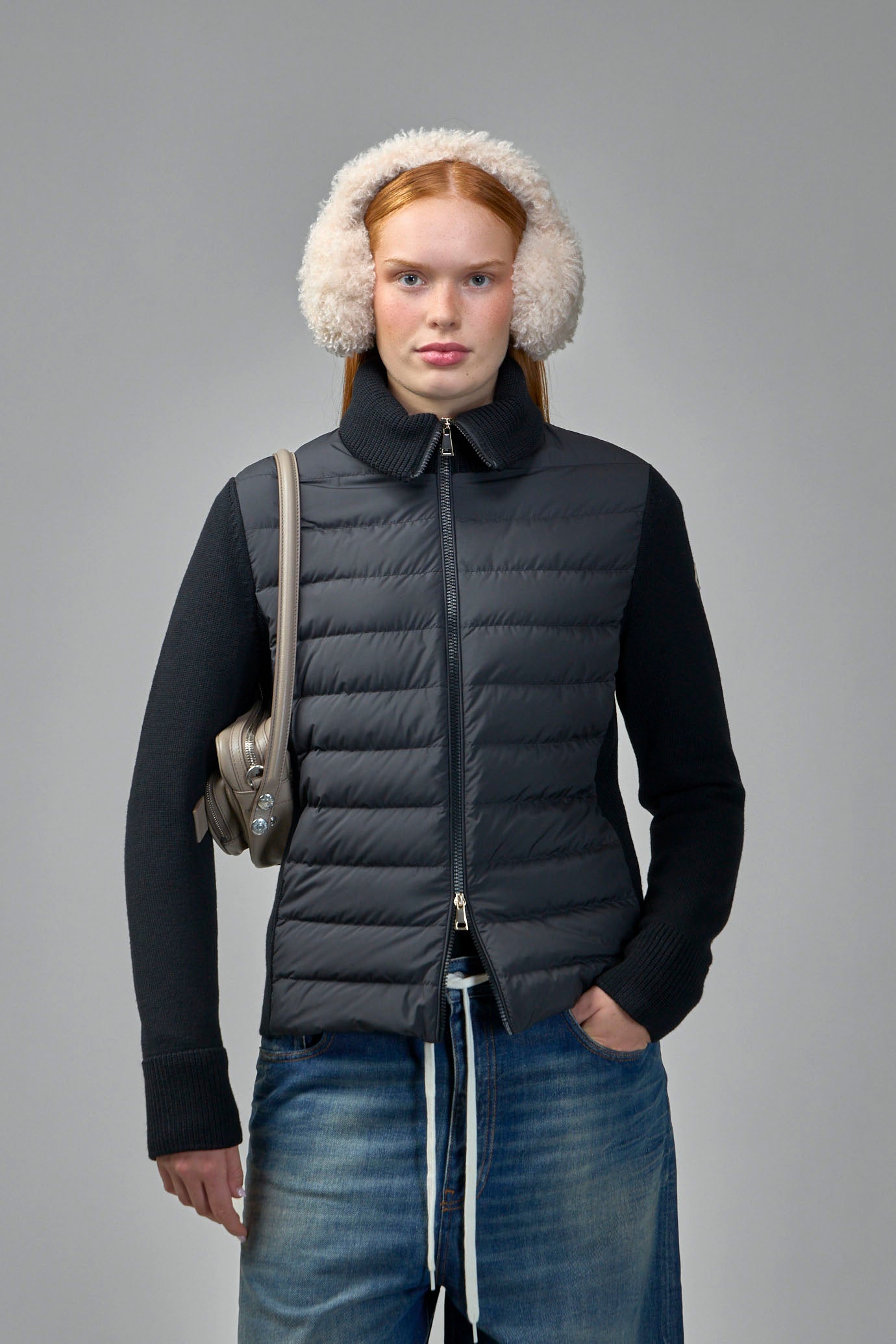 Padded Wool Zip-Up Cardigan