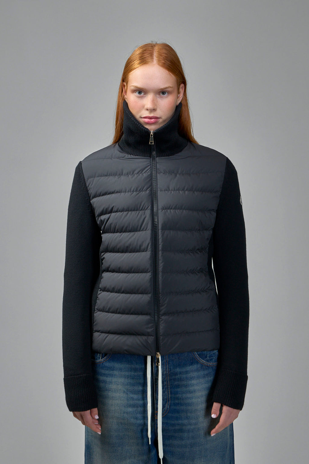 Padded Wool Zip-Up Cardigan