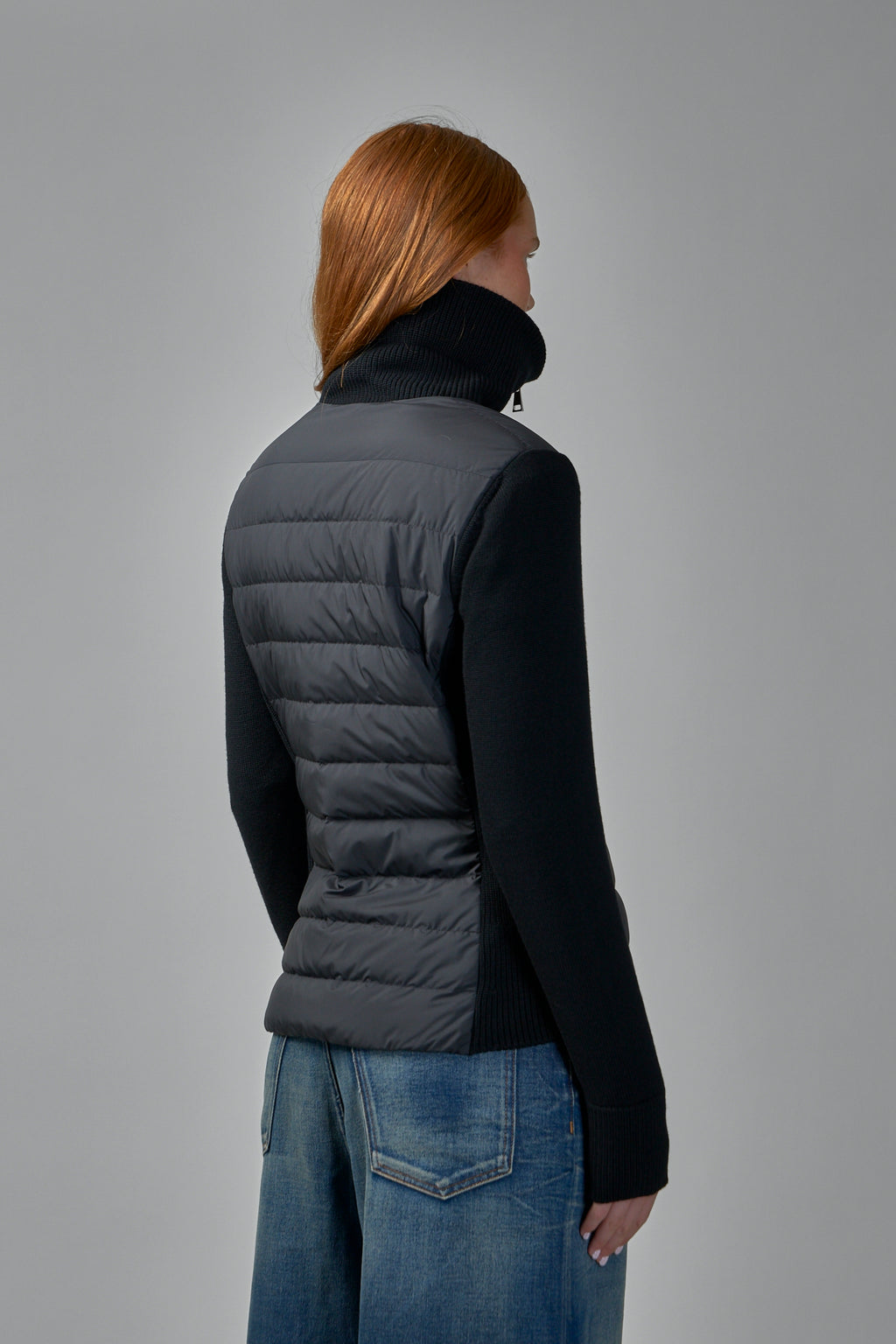 Padded Wool Zip-Up Cardigan