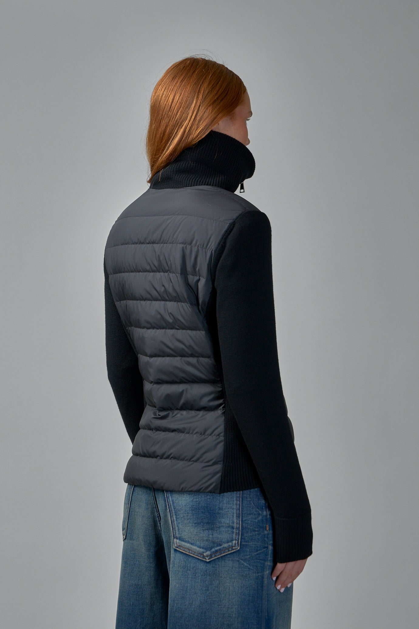 Padded Wool Zip-Up Cardigan