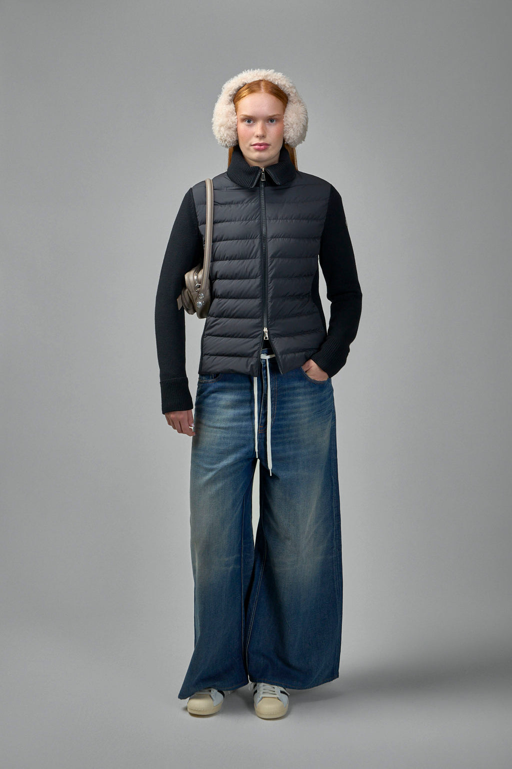 Padded Wool Zip-Up Cardigan