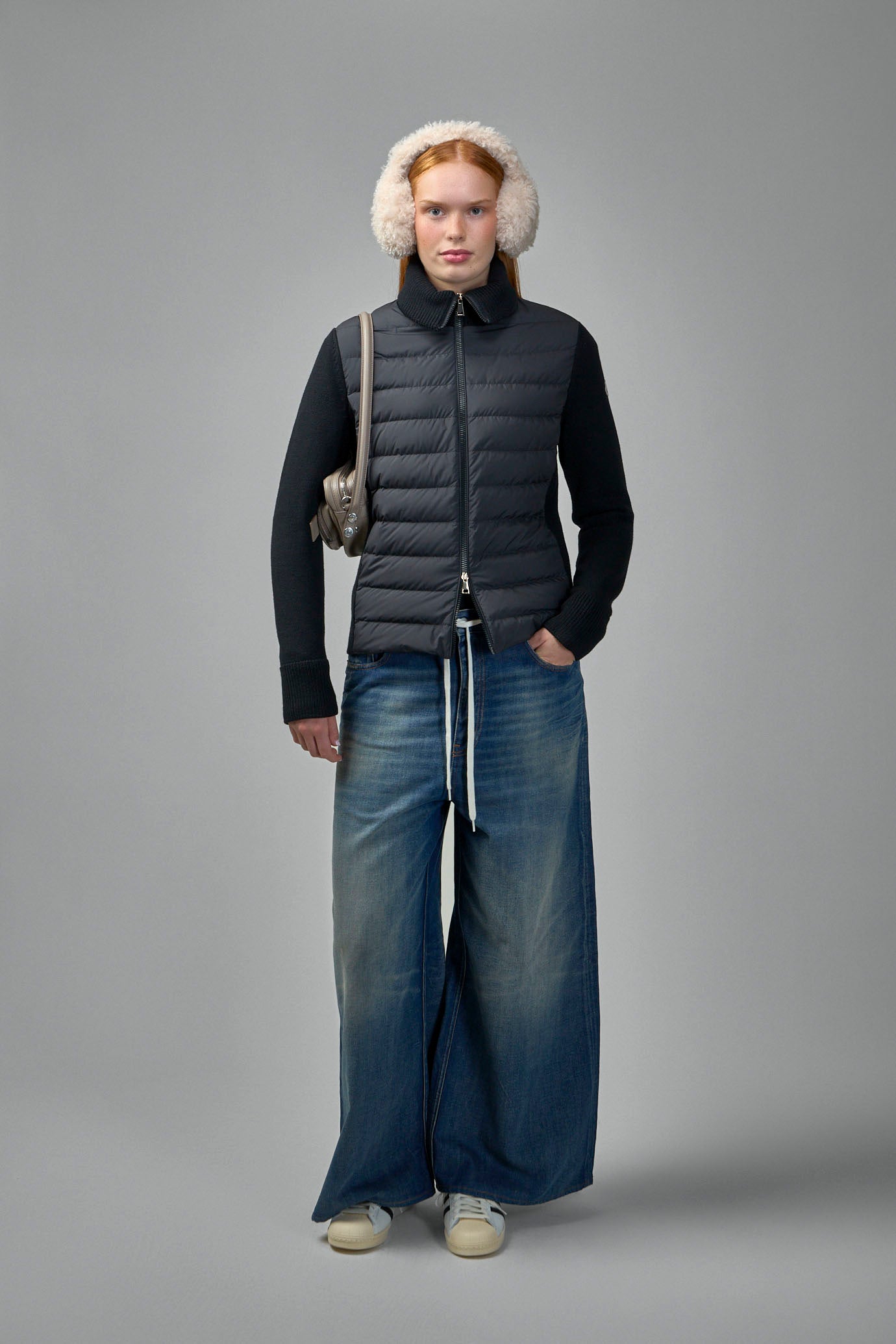 Padded Wool Zip-Up Cardigan