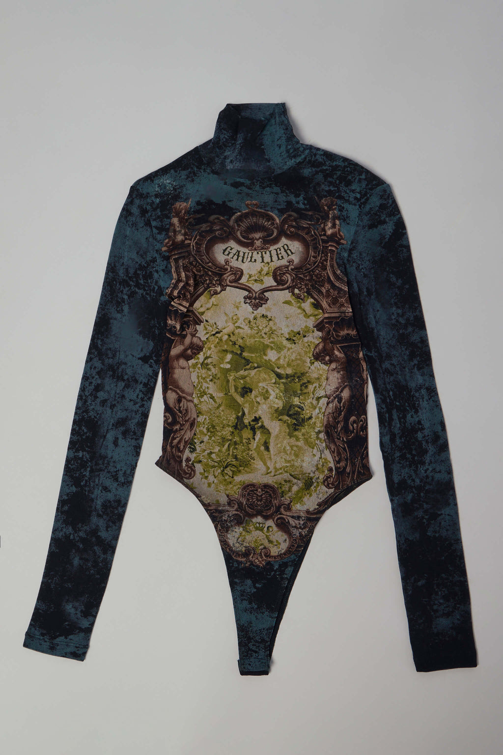 Mesh Body with Open Back Printed Medaillon