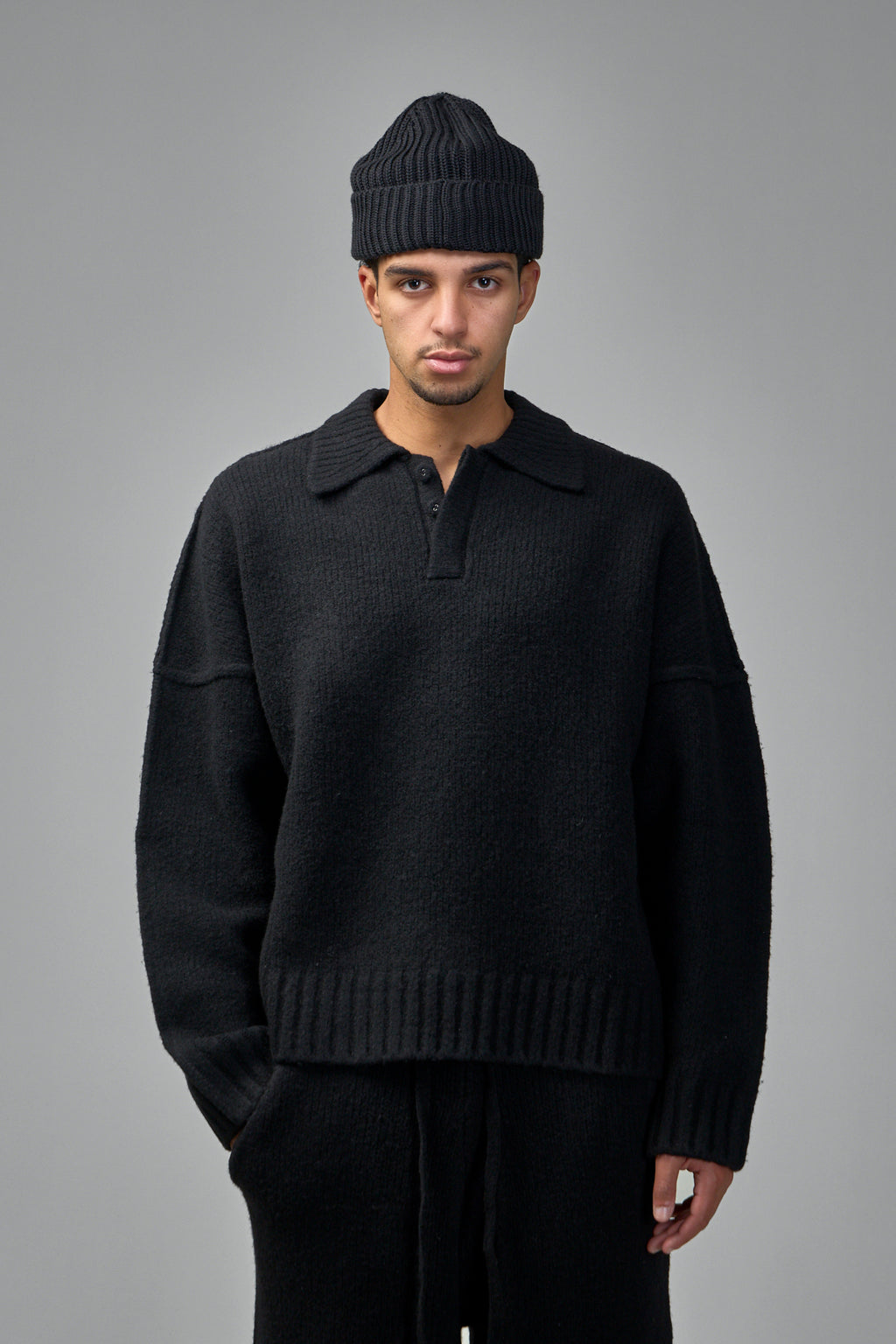 Wool Knit Polo Sweater