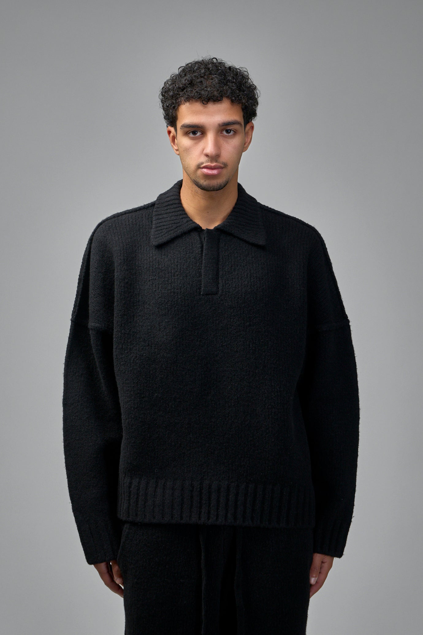 Wool Knit Polo Sweater