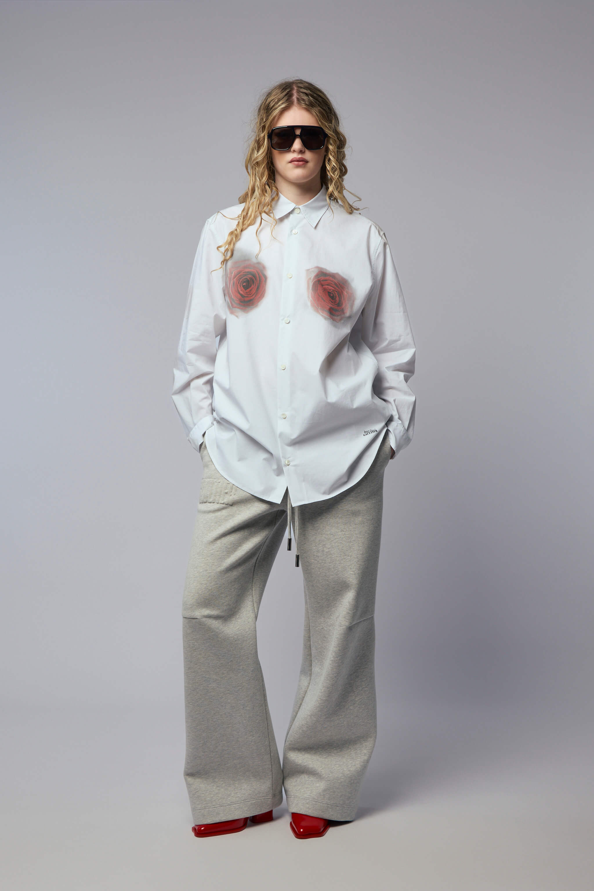 Printed Blurry Roses Shirt