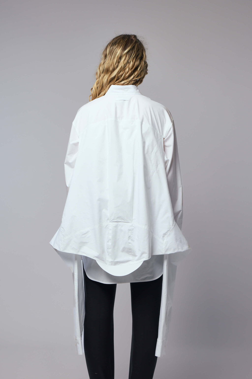 Oversize Shirt with Hood Sleeve Scarf Detail