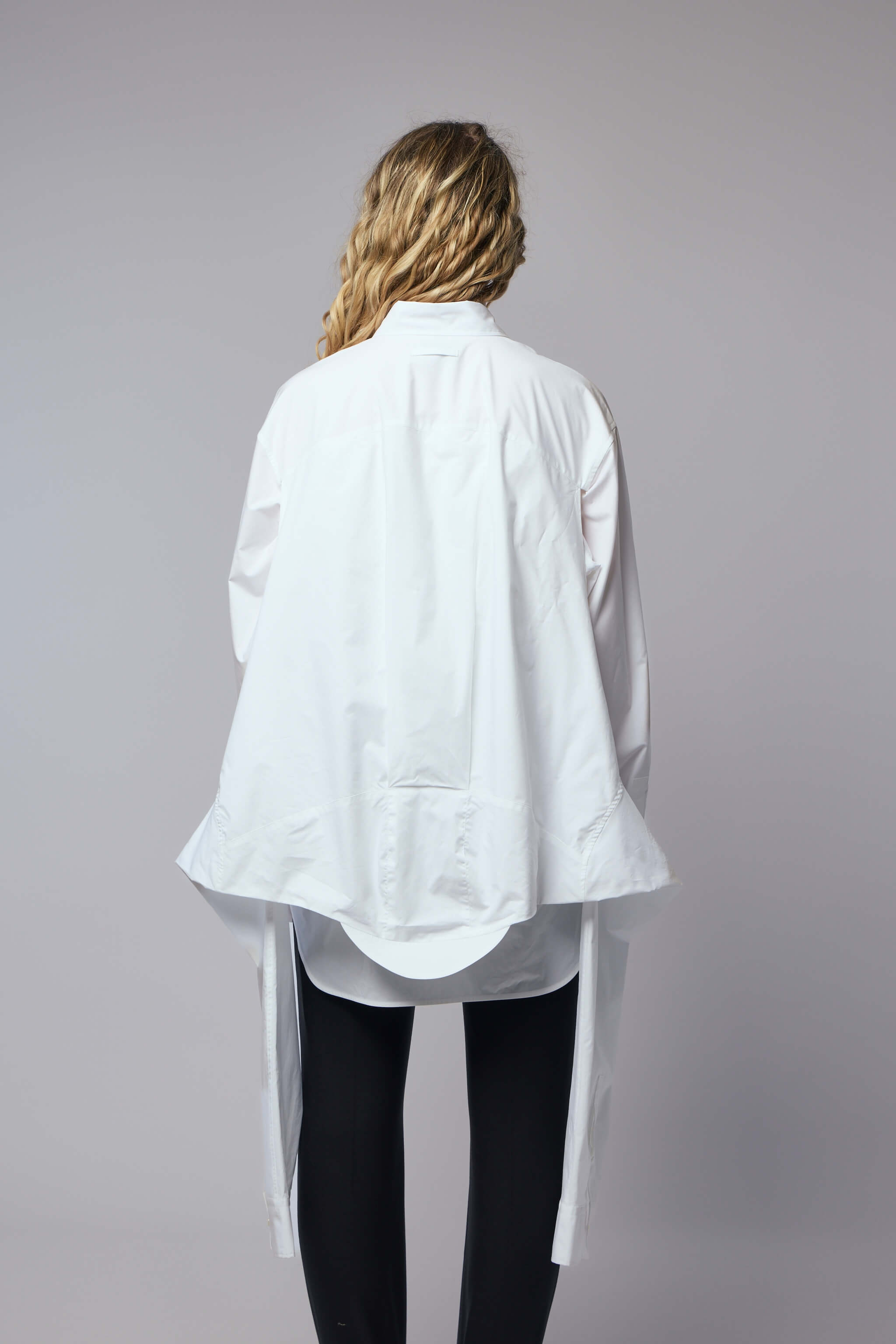 Oversize Shirt with Hood Sleeve Scarf Detail