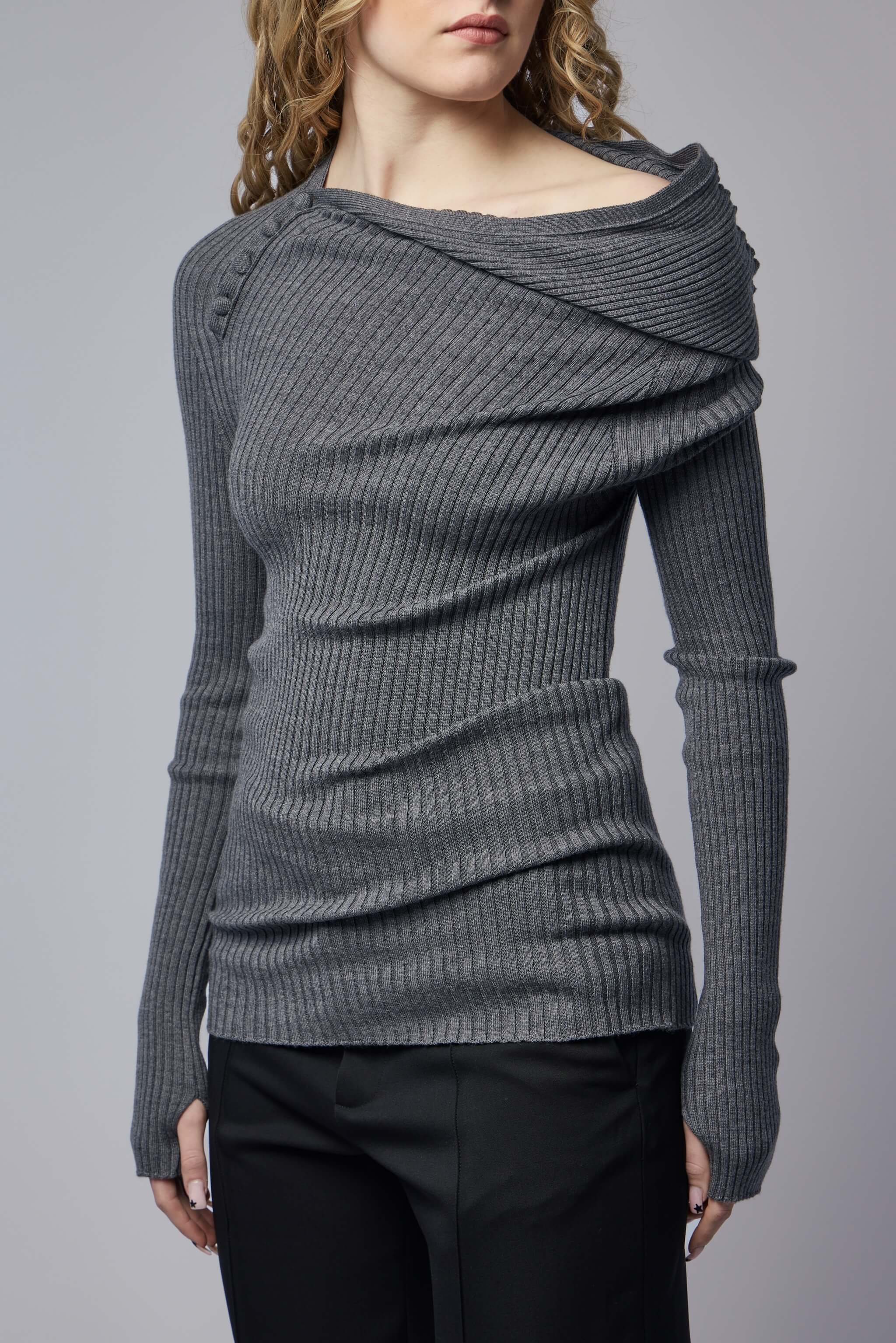 Merino Wool Asymetric Pullover