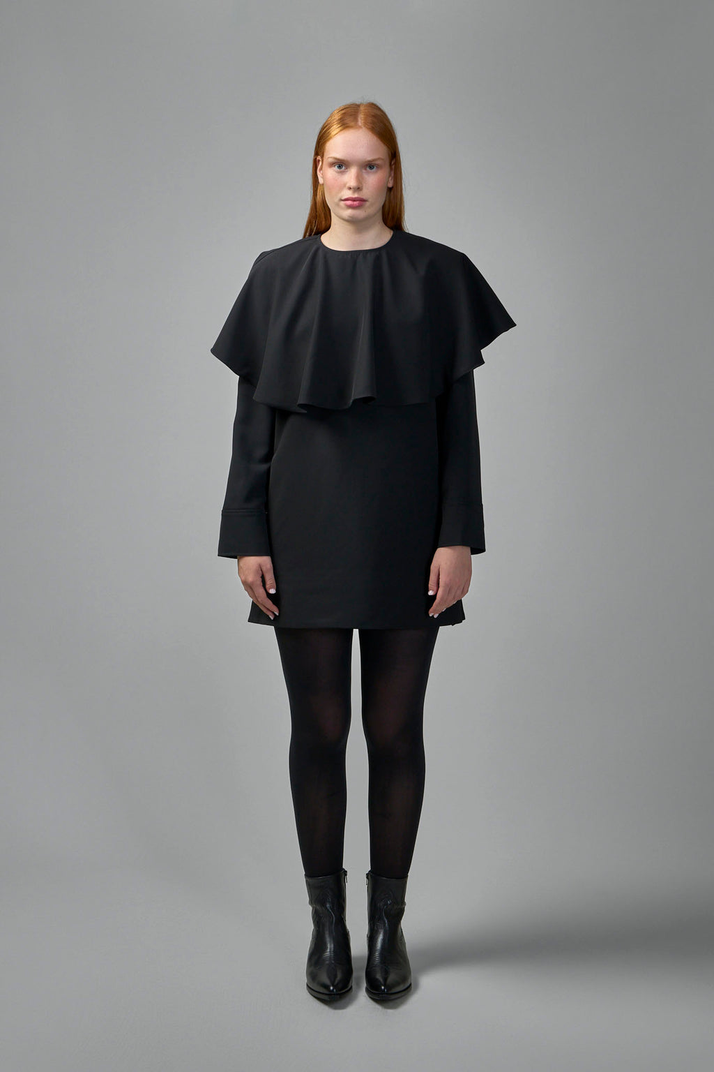 Light Twill Suiting Circle Collar Mini Dress