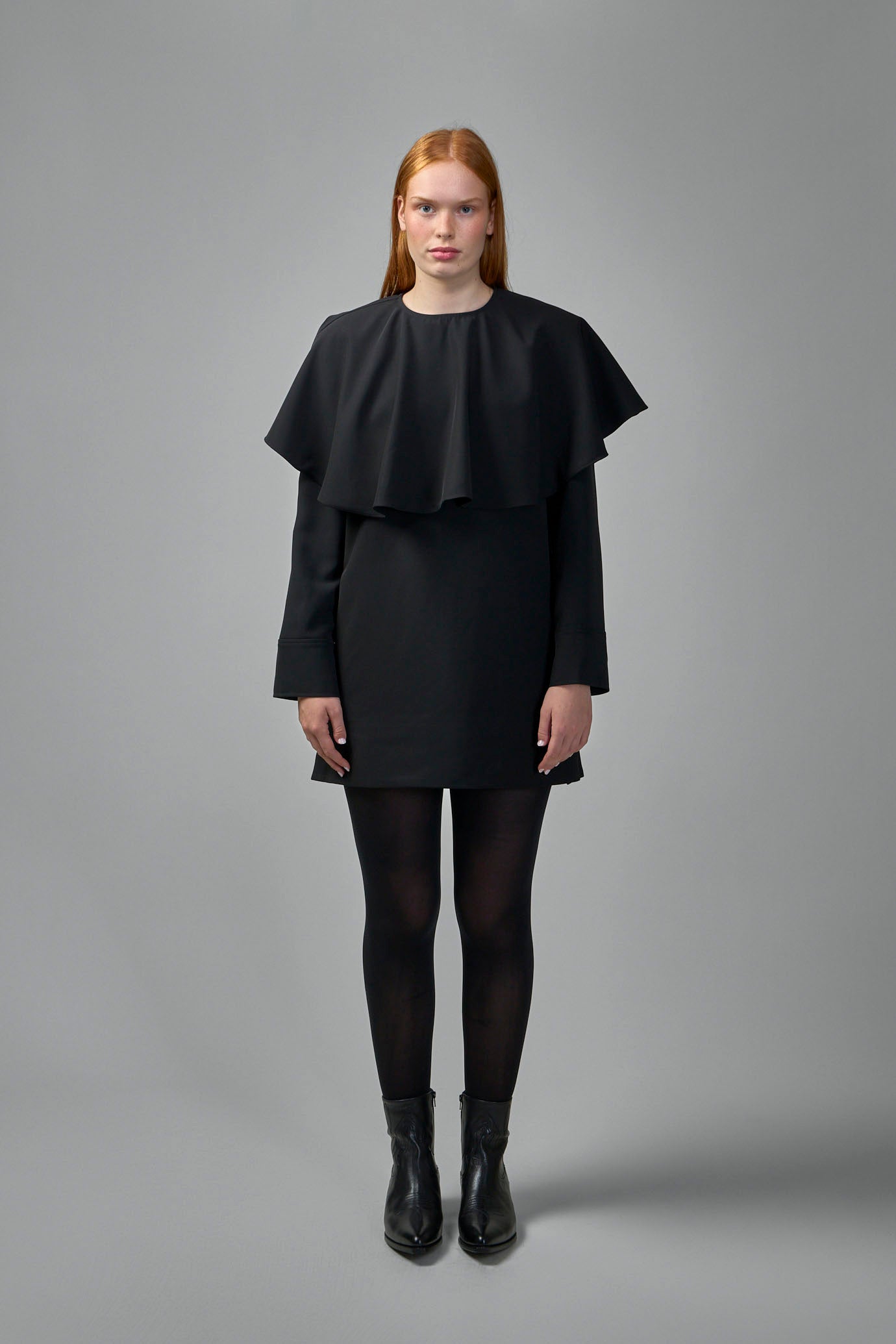 Light Twill Suiting Circle Collar Mini Dress