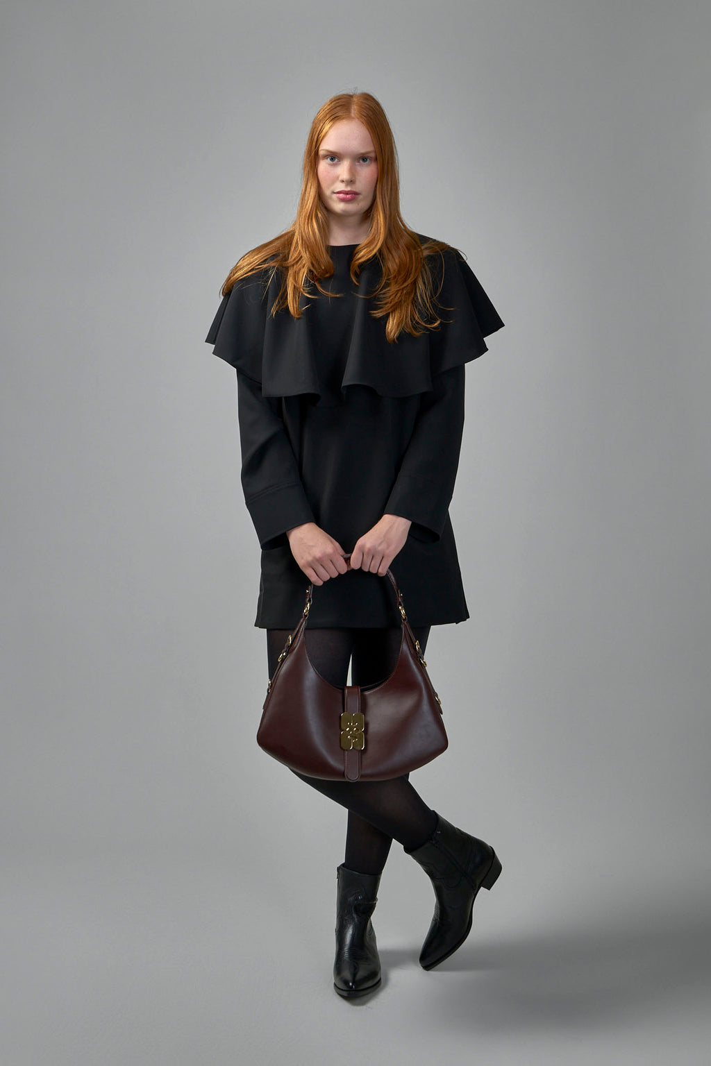 Light Twill Suiting Circle Collar Mini Dress