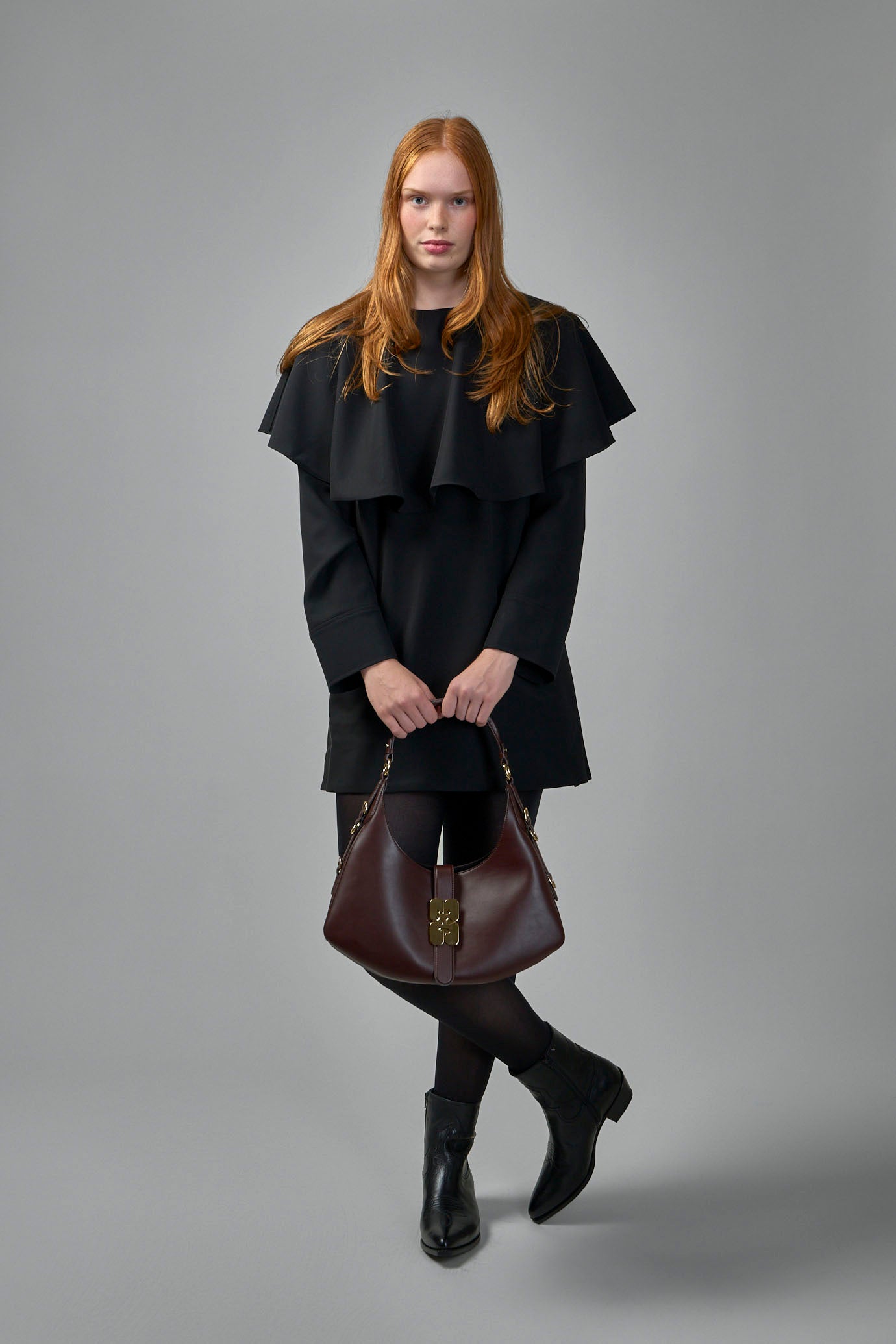 Light Twill Suiting Circle Collar Mini Dress