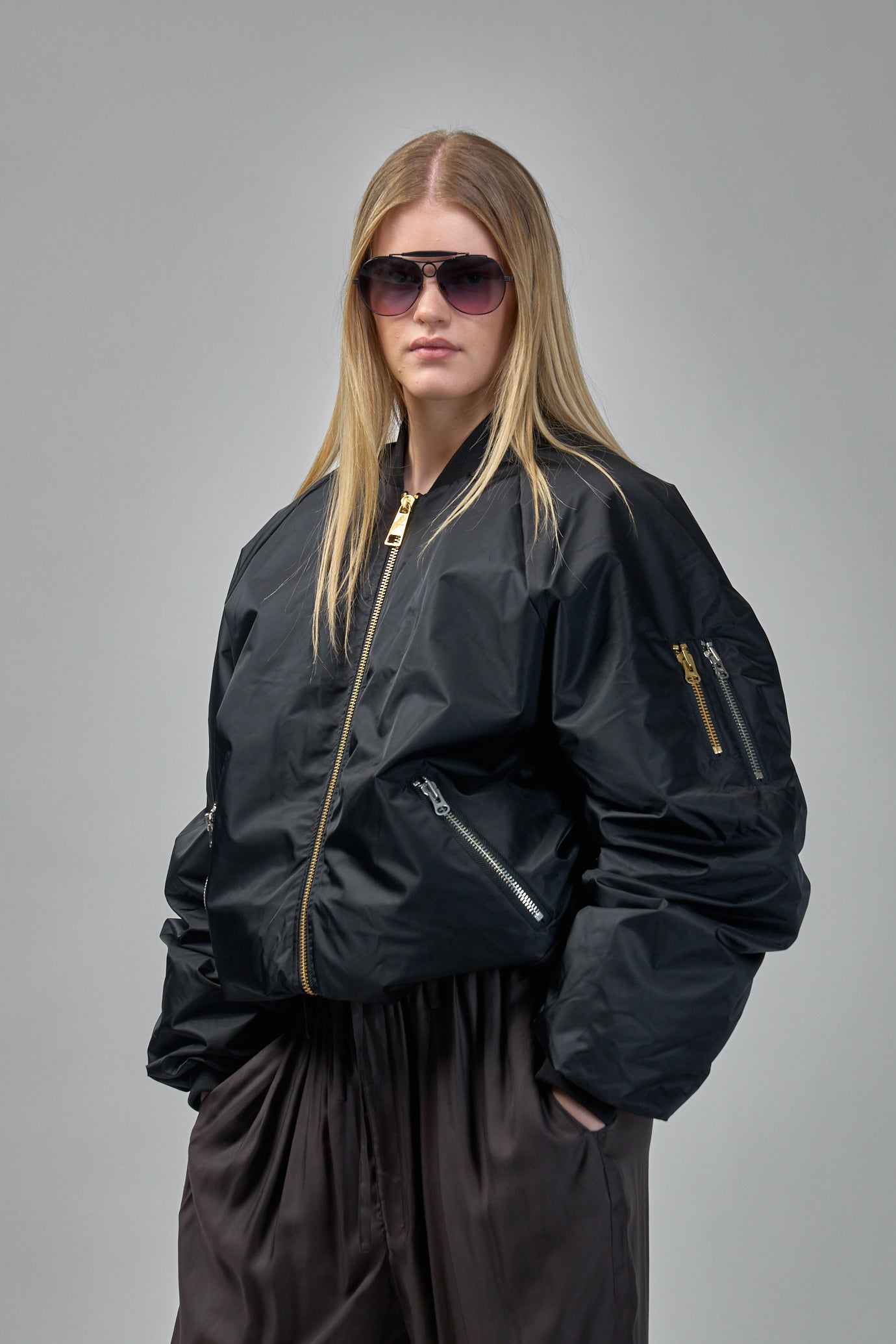 Nylon Bomber Jacket Coat