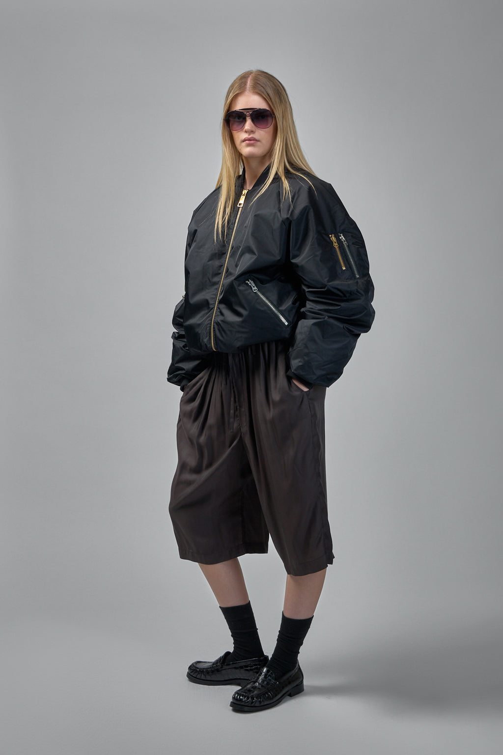 Nylon Bomber Jacket Coat