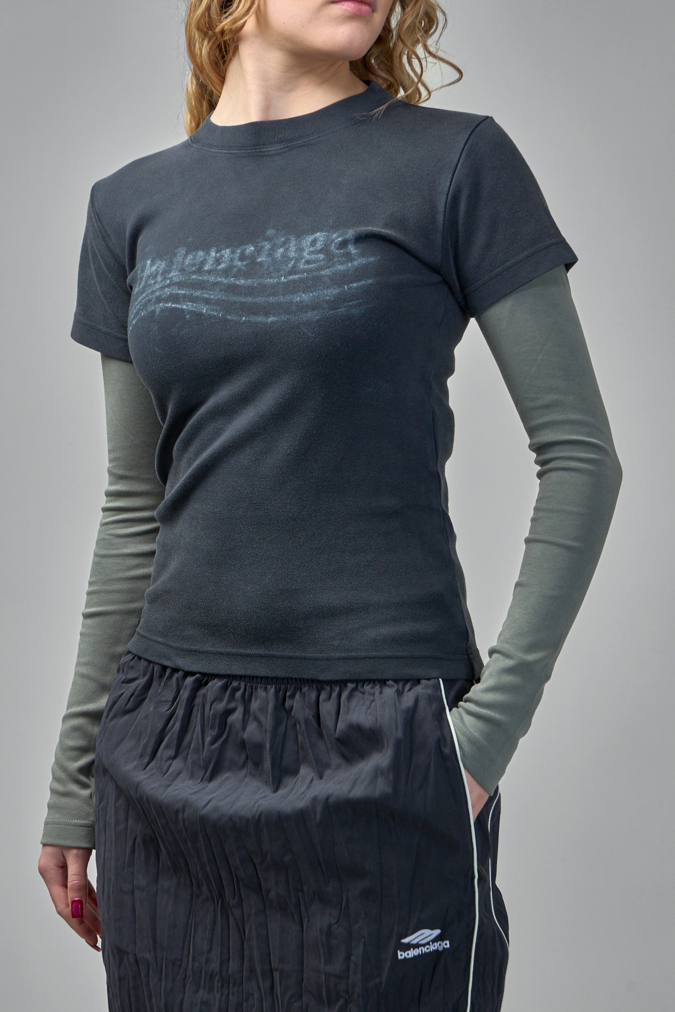 Washed Crayon Political Double Sleeve T-Shirt