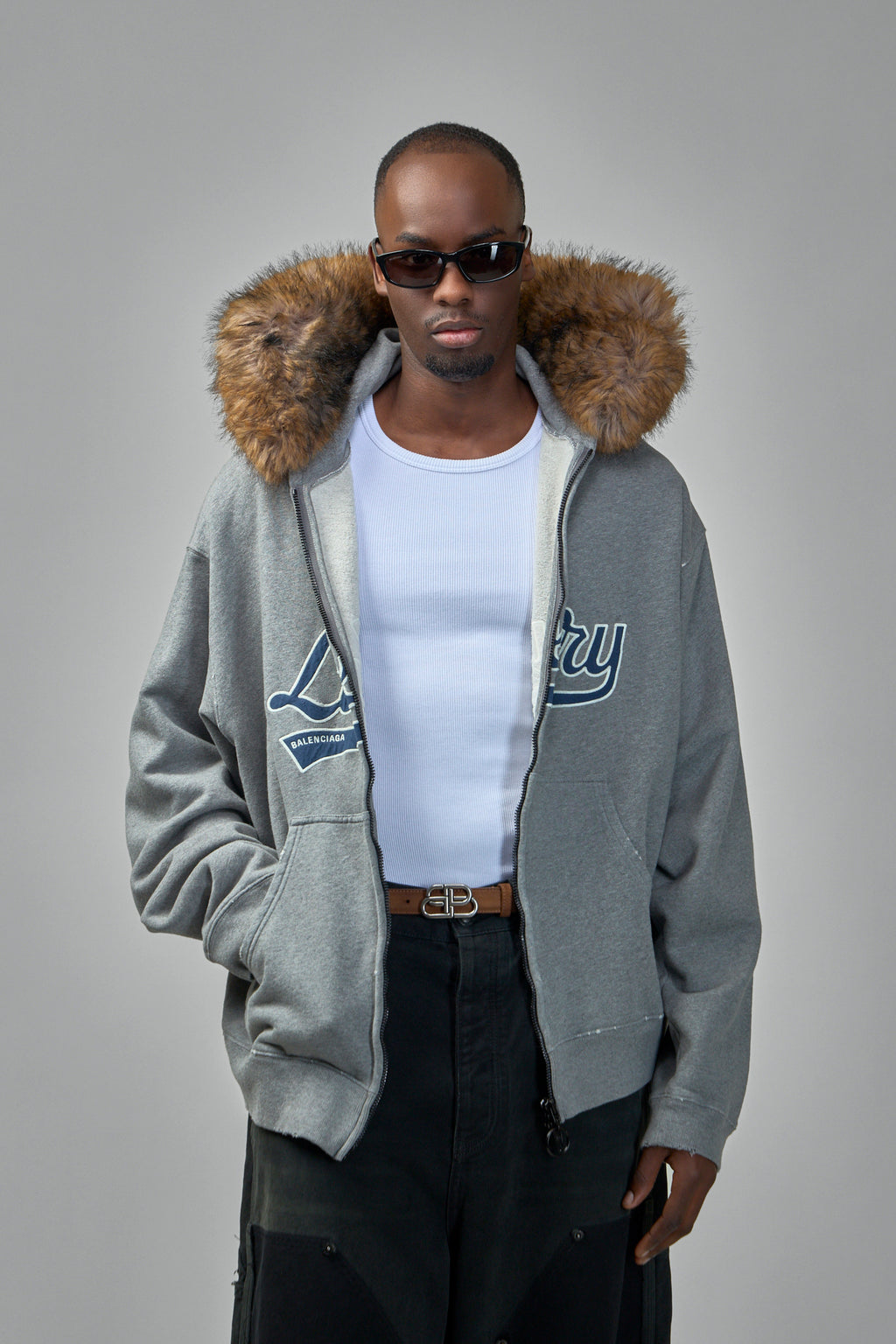 Faux-Fur Zip-Up Hoodie