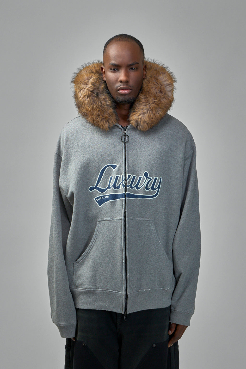 Faux-Fur Zip-Up Hoodie