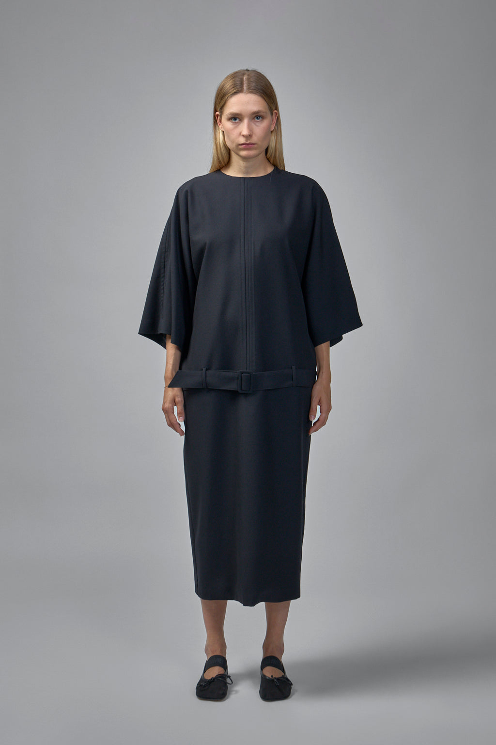 Gathered Short-sleeve Maxi Dress