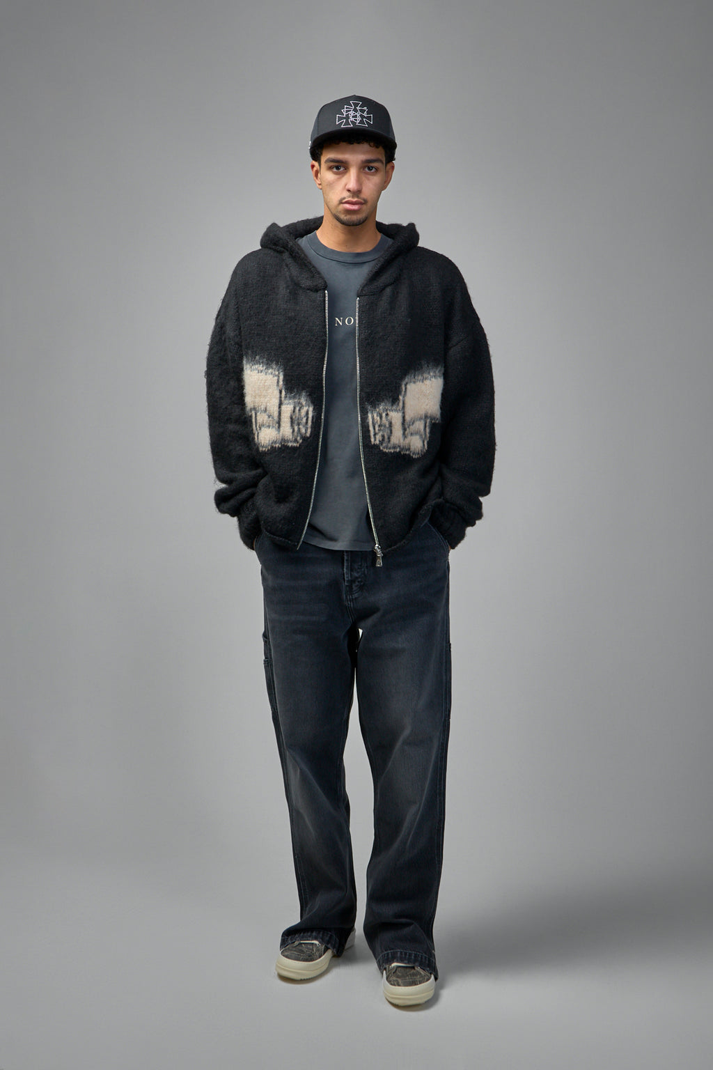 Wrapped Banned Zip Knit Hoodie