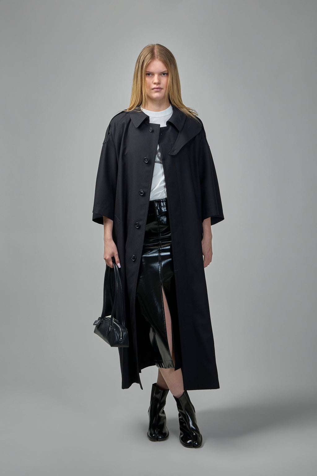 Stand Collar Wool Blend Coat