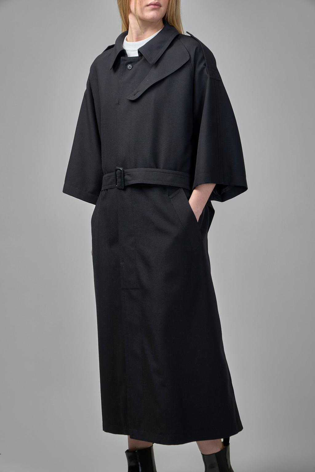 Stand Collar Wool Blend Coat