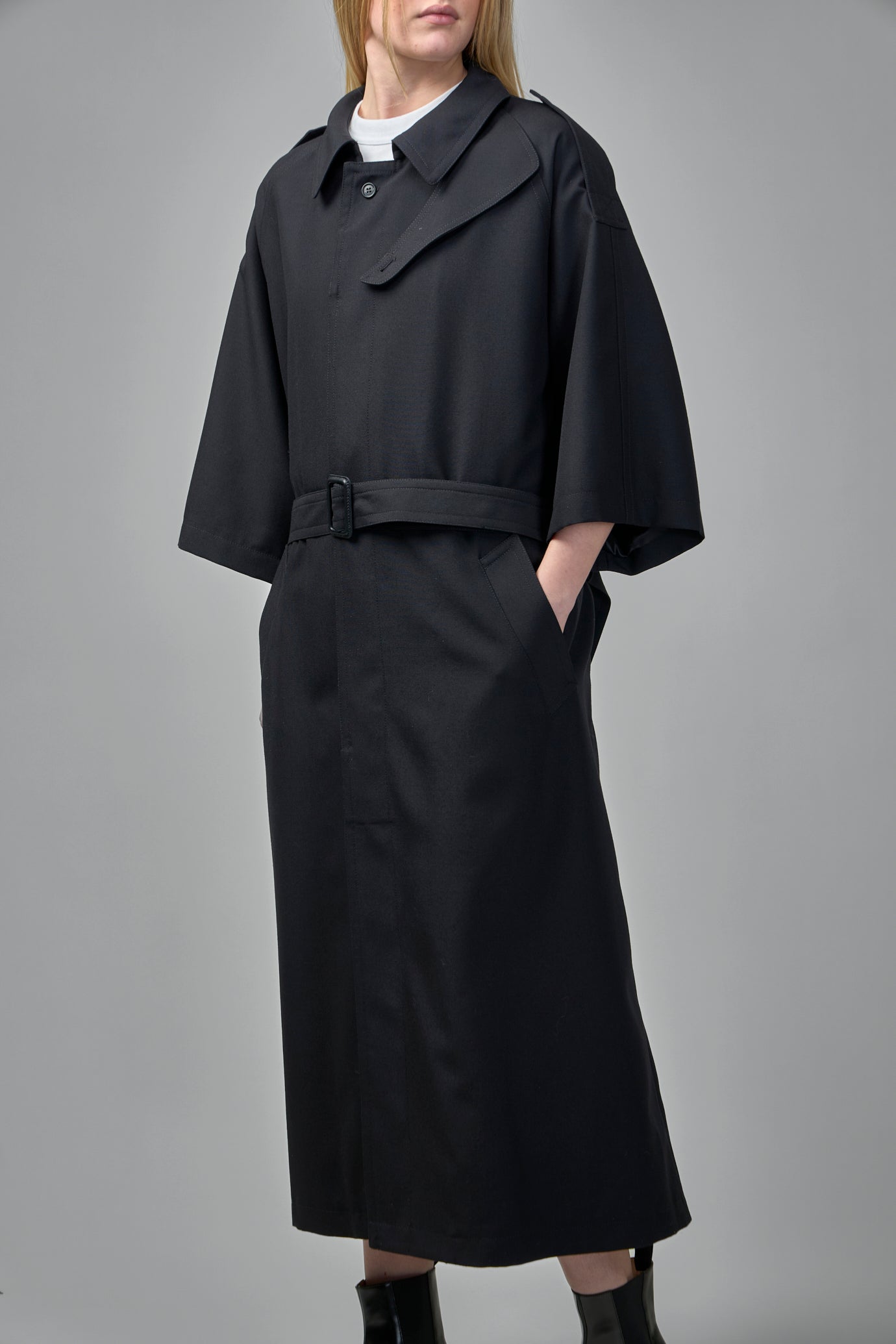 Stand Collar Wool Blend Coat