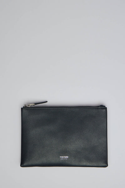 Grain Leather Minimal Slim Pouch with Wristlet