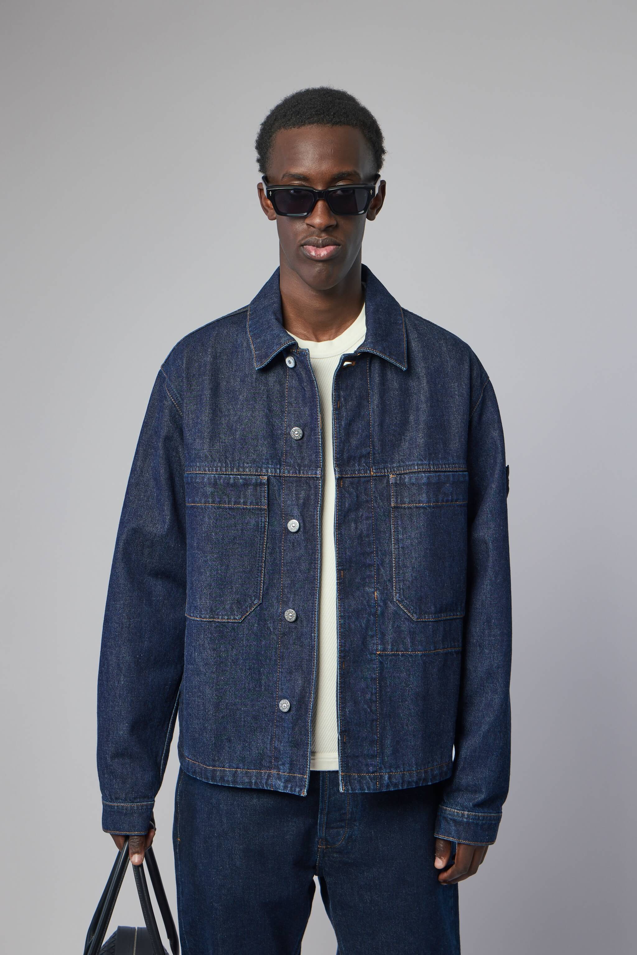 Indigo Denim Rinsed Biker Jacket