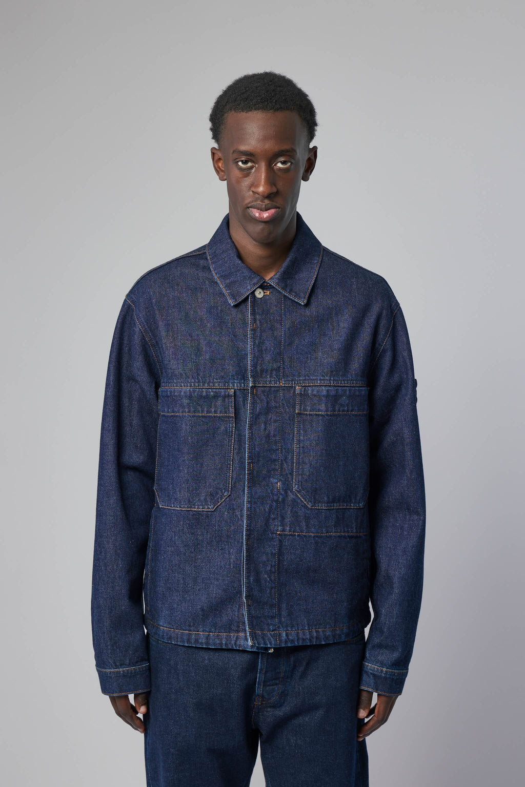 Indigo Denim Rinsed Biker Jacket